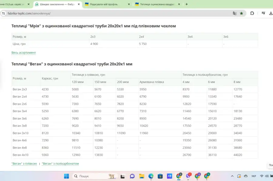 Теплиця оцинкована квадратна труба 30*30