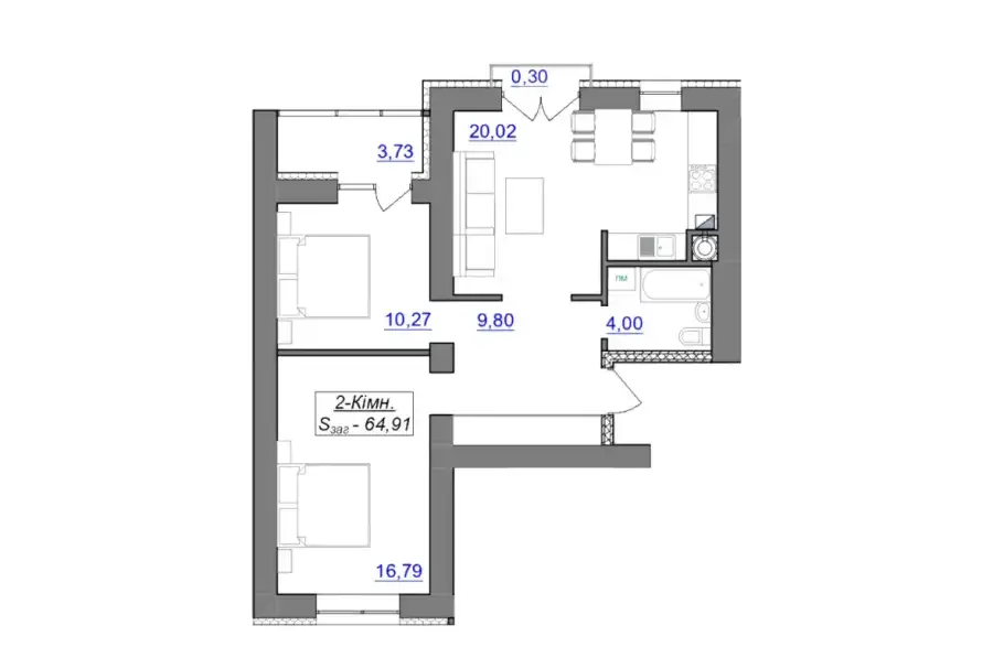 Продам 2-х кімнатну квартиру 65м