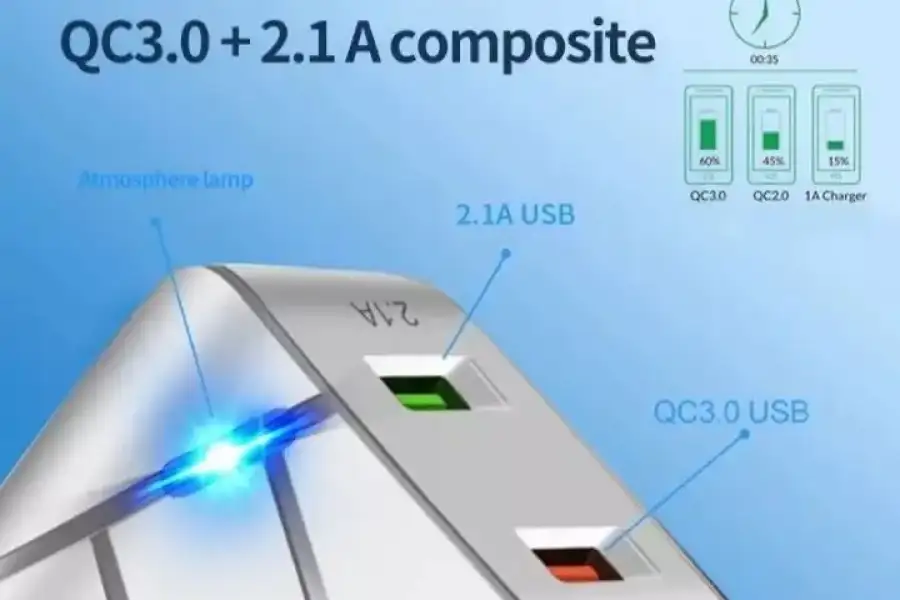 Блок живлення QC3.0. Швидка зарядка. Біла-чорна