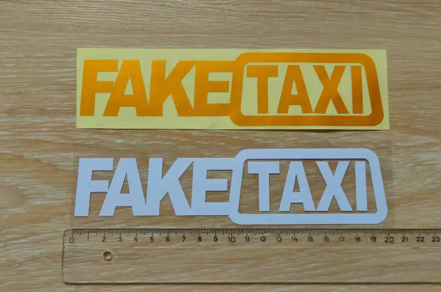 Наклейка на авто FakeTaxi Белая, Желтая светоотраж