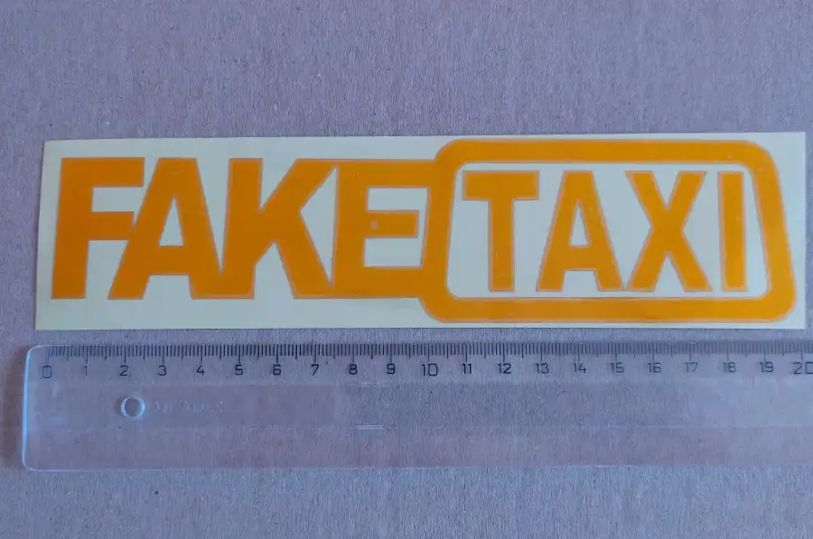 Наклейка на авто или мото FakeTaxi Жёлтая