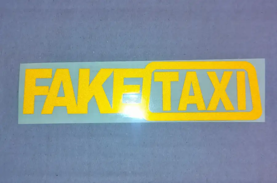 Наклейка на авто или мото FakeTaxi Жёлтая