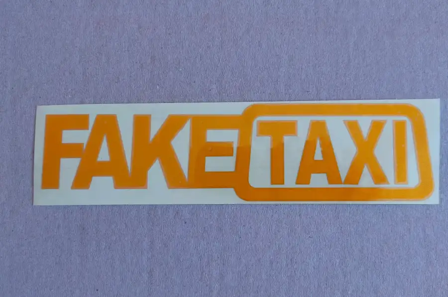 Наклейка на авто или мото FakeTaxi Жёлтая