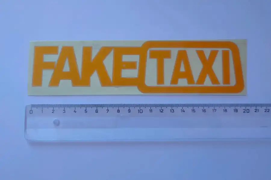 Наклейка на авто-мото FakeTaxi Жёлтая светоотражаю