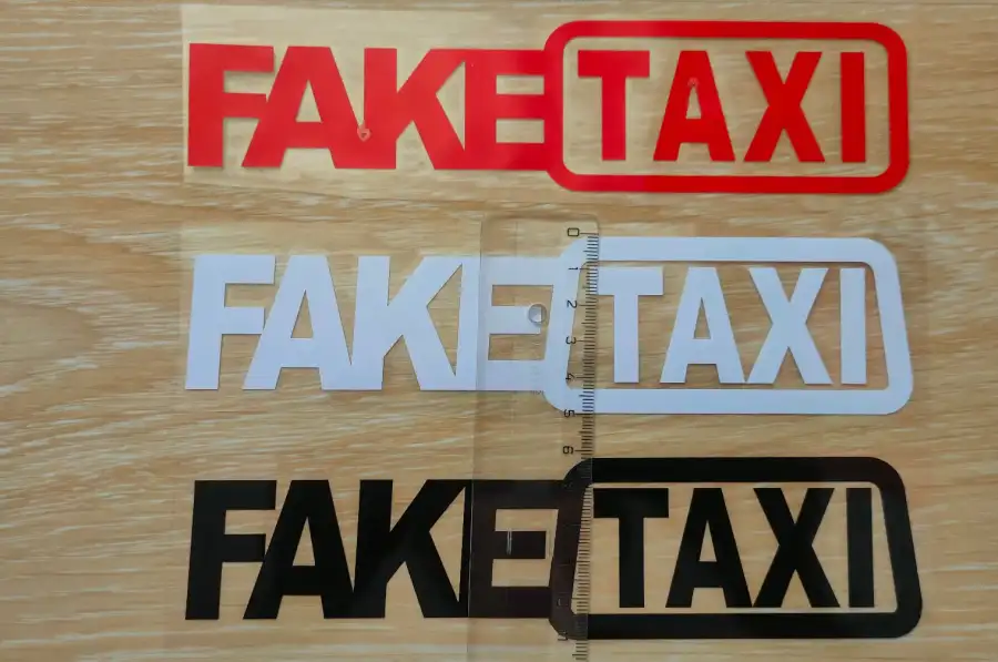 Наклейка на авто FakeTaxi Красная, Черная, Белая