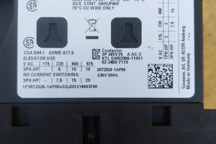 КонтакторSIEMENS 3RT2026-1APOO Uk=230V 50Hz Sirius, hryvn 1,500.00