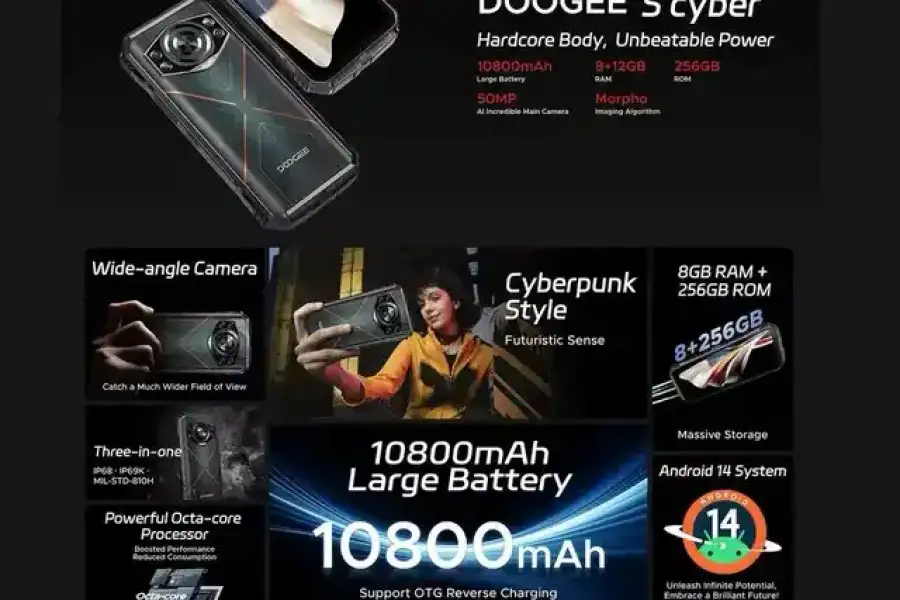 Защищенный смартфон Doogee S Cyber 8/256Gb Black